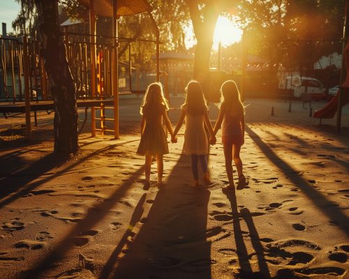 long shadow on ground, two girl in playground, golden lighting, happy, photograph, 4K --ar 3:2 --v 6 Job ID: 4981eb29-8e8d-4fd6-a17e-7738e5a59655